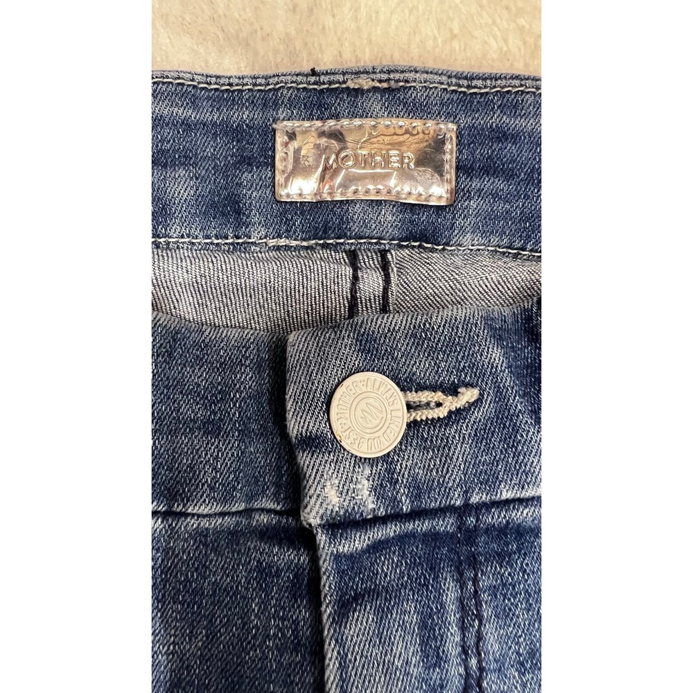 Mother The Looker Graffiti Girl Jeans Distressed Blue Denim Size 26 - Picture 8 of 14